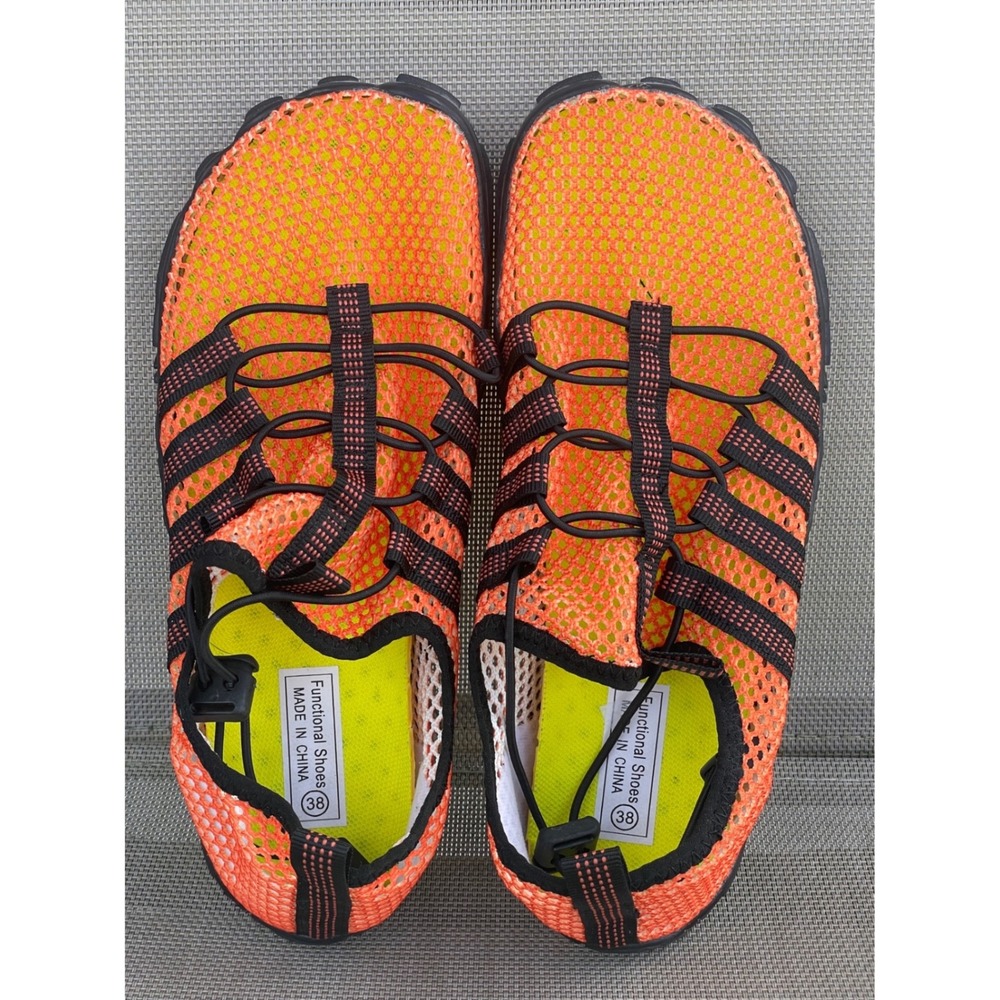 Unisex Barefoot Water Shoes Orange Mesh Minimalist Aqua Trail Sneakers Size 38